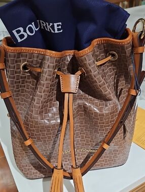 Dooney & Bourke Taupe Drawstring Hobo Bag